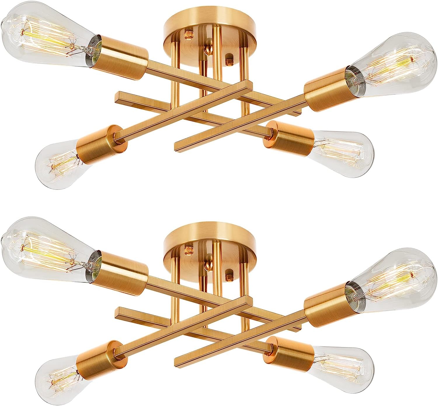 Industrial 4-Light Semi Flush Mount Ceiling Light Fixture, Modern Farmhouse Lighting Matte Black, Rustic Sputnik Chandelier Ceiling Lamp for Kitchen Bedroom Living Room Hallway, Bulbs Not Included Animals & Pet Supplies > Pet Supplies > Dog Supplies > Dog Apparel SunRider Gold 2 Count (Pack of 1) 