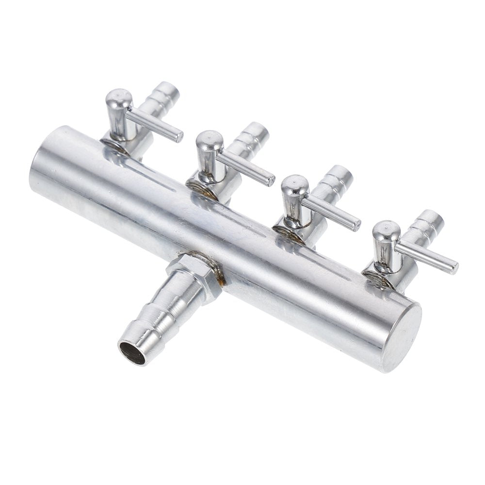 NICEXMAS 4 Ways 8 to 4MM Stainless Steel Aquarium Outlet Inline Air Pump Flow Lever Control Manifold Splitter Switch Tap Oxygen Tube Distributor Silver