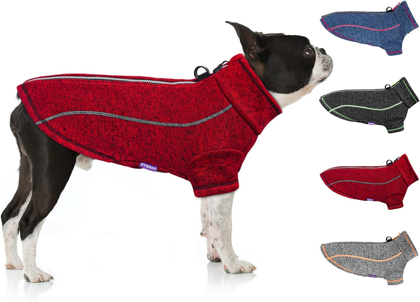 Cyeollo Dog Fleece Jacket Step in Reflective Dog Coats with D Ring Zipper up Dog Clothes Sweaters for Small Dogs Grey Animals & Pet Supplies > Pet Supplies > Dog Supplies > Dog Apparel cyeollo Red S-Chest (13"-15") 