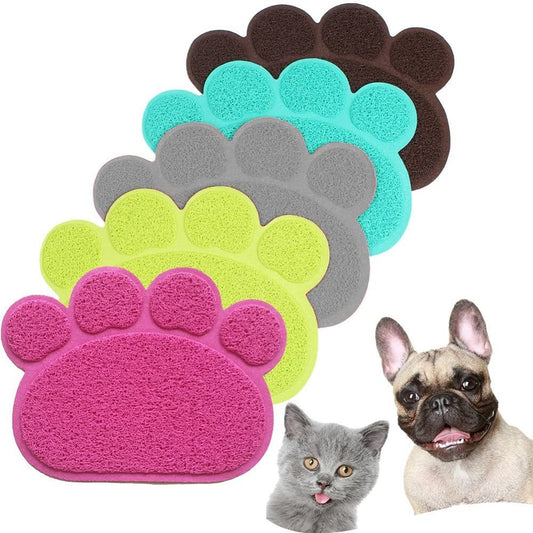 MUTOCAR Cat Dish Bowl Food Water Feeding Placemat, PVC Non-Slip Cat Litter Trapping Mat, 15.8X11.8" Paw Shape for Cat Litter Boxes Pet Dog Cat Puppy Kitten Animals & Pet Supplies > Pet Supplies > Cat Supplies > Cat Litter Box Mats MUTOCAR 1pc - 15.8x11.8" Blue 
