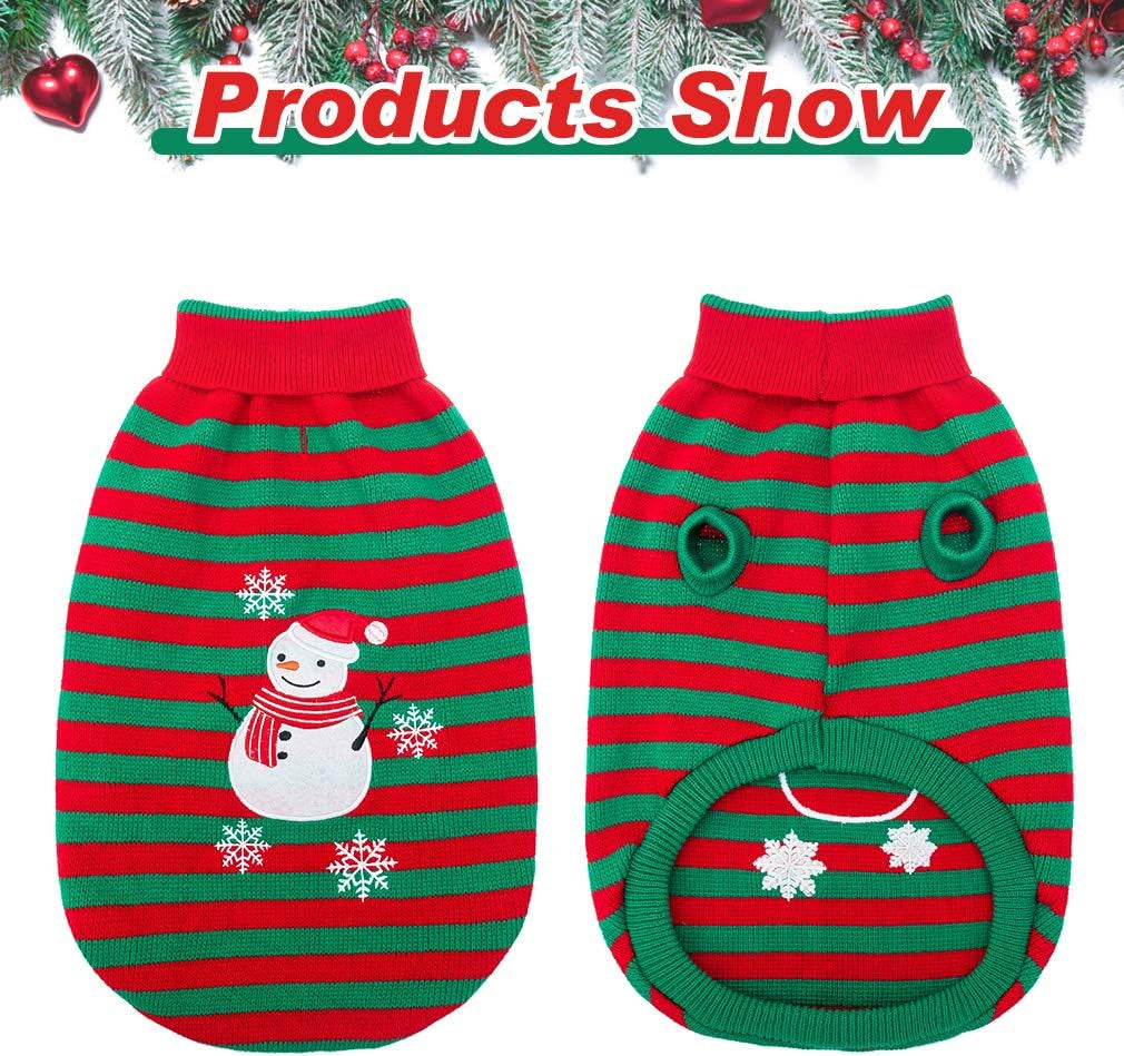 Dog Christmas Sweater - Snow Man Stripes Xmas Dog Holiday Sweaters Soft Knit to Keep Warm in Winter Ugly Sweaters Jumpsuits for Small Medium Large Dogs Cats, Medium Animals & Pet Supplies > Pet Supplies > Dog Supplies > Dog Apparel KOOLTAIL   