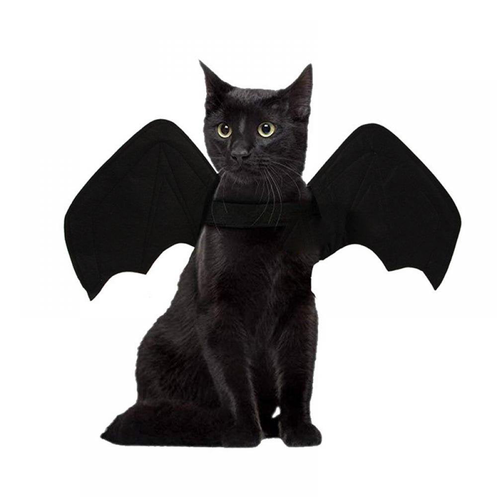 Black Halloween Cat Bat Wings Pet Costume,Black Bat Wings Pet Apparel Harness,Halloween Eve Party Pets Cosplay Animals & Pet Supplies > Pet Supplies > Cat Supplies > Cat Apparel Popvcly 41*16*0.6cm Without Bell 