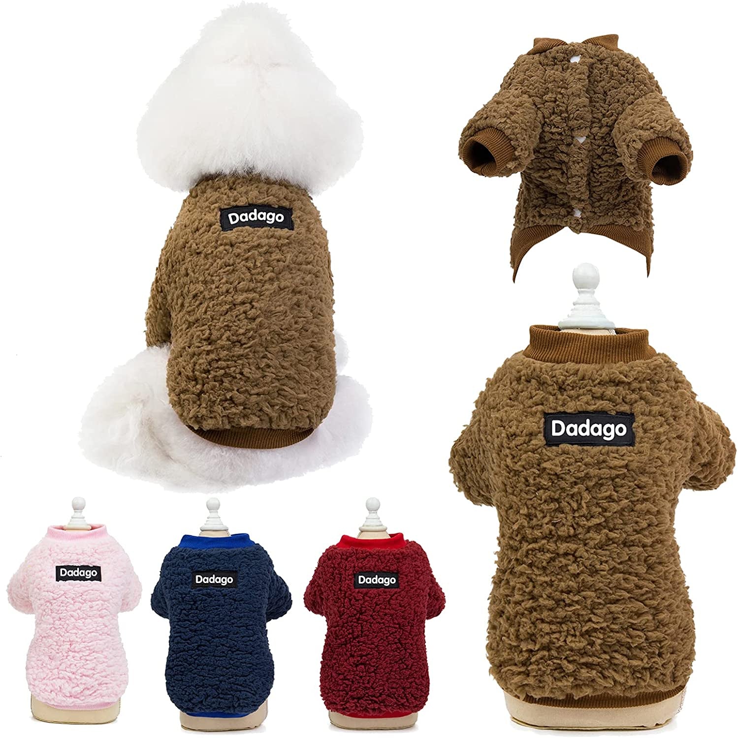 Small Dog Sweater Cat Puppy Winter Warm Coat Pet Cold Weather Cozy Fleece Clothes Cute Pullover Sweater for Small Dogs Girl Boy (Medium, Pink) Animals & Pet Supplies > Pet Supplies > Dog Supplies > Dog Apparel Winmany Brown Medium 