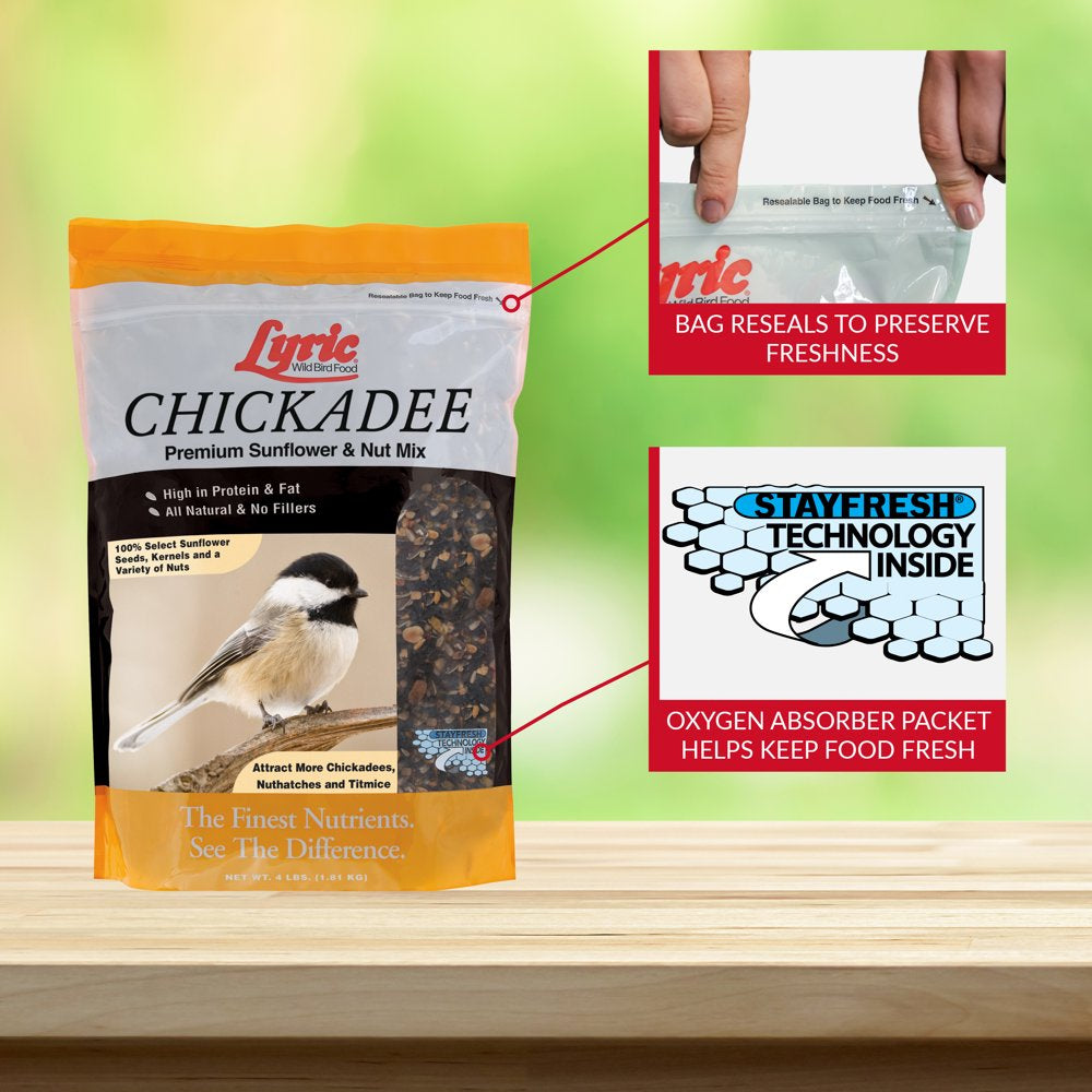 Lyric Chickadee Wild Bird Seed, Sunflower and Nut Bird Food Mix, 4 Lb. Bag Animals & Pet Supplies > Pet Supplies > Bird Supplies > Bird Food Lebanon Seaboard Corporation   