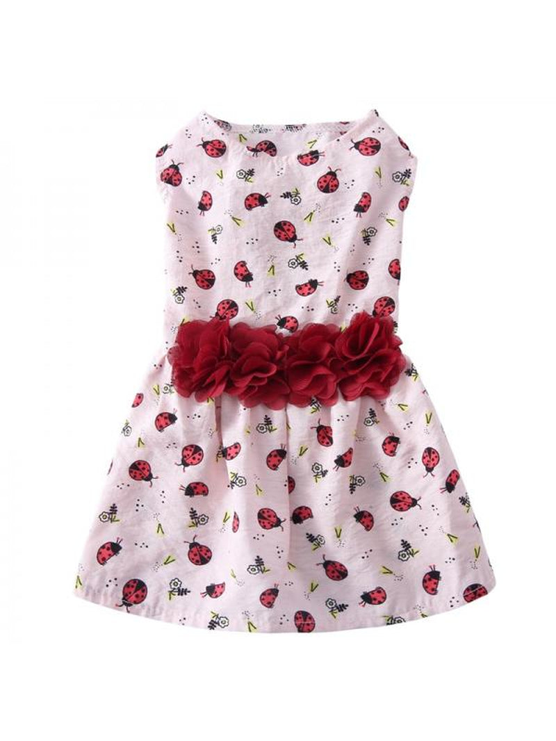 Flower Dog Dress for Pet Colorful Flower Print Clothes Birthday Party Doggie Sundress Puppy Clothes Animals & Pet Supplies > Pet Supplies > Dog Supplies > Dog Apparel Jongmart S Ladybug Flower Dress 