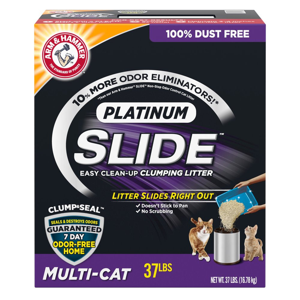 Arm & Hammer Platinum SLIDE Easy Clean, Clumping Litter, Multi-Cat, 37 Lbs Animals & Pet Supplies > Pet Supplies > Cat Supplies > Cat Litter Church & Dwight Co., Inc.   