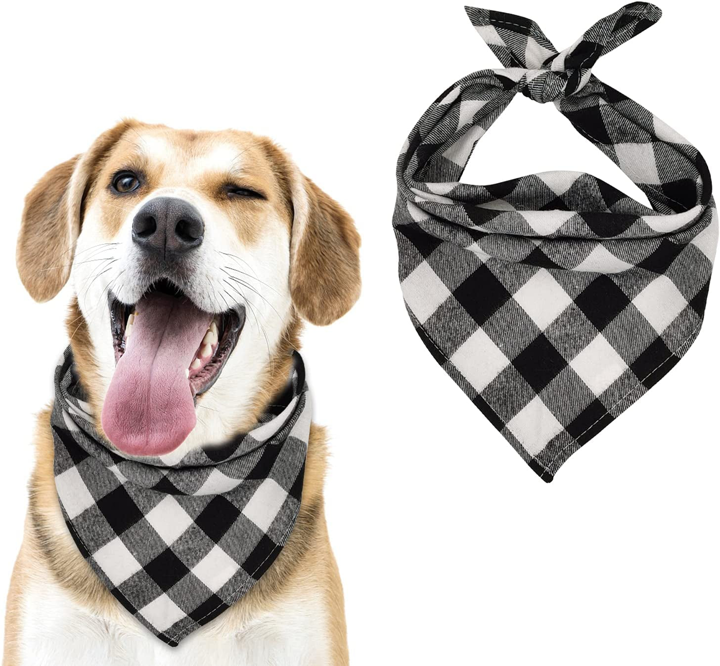 MJIYA Dog Bandana, Washable Reversible Kerchief Scarf, Bib with Adjustable Accessories for Small to Large Dog Puppy Cat, Gifts for Birthday, Easter, Christmas (Green & Red, L) Animals & Pet Supplies > Pet Supplies > Dog Supplies > Dog Apparel MJIYA White & Black L 