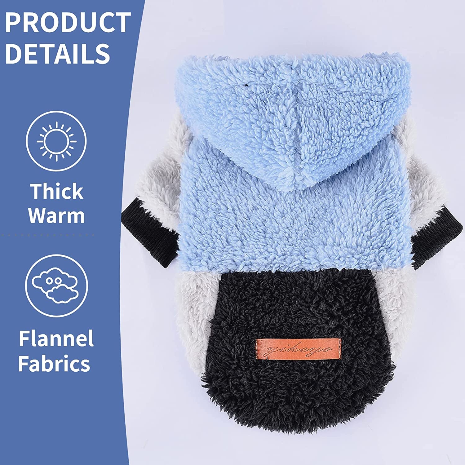 Small Dog Sweater,Fleece Dog Hoodie Sweater for Small Dog, Warm Fluffy Dog Winter Clothes for Chihuahua Yorkie,Teacup Dog, Pet Coat Doggie Sweatshirt,Cat Apparel Outfit (Small, Blue) Animals & Pet Supplies > Pet Supplies > Dog Supplies > Dog Apparel Yikeyo   