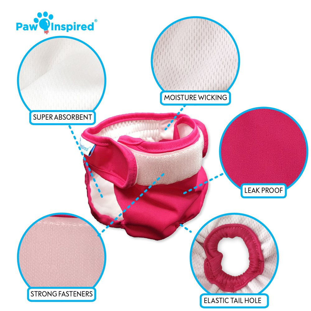 Paw Inspired 3Ct Washable Female Dog Diapers, Doggie Doggy Diapers, Puppy Diapers for Female Dog Heat | Reusable Pet Diapers for Female Dogs, Cat Diapers (Assorted (White Lining), X-Small) Animals & Pet Supplies > Pet Supplies > Dog Supplies > Dog Diaper Pads & Liners Paw Inspired   