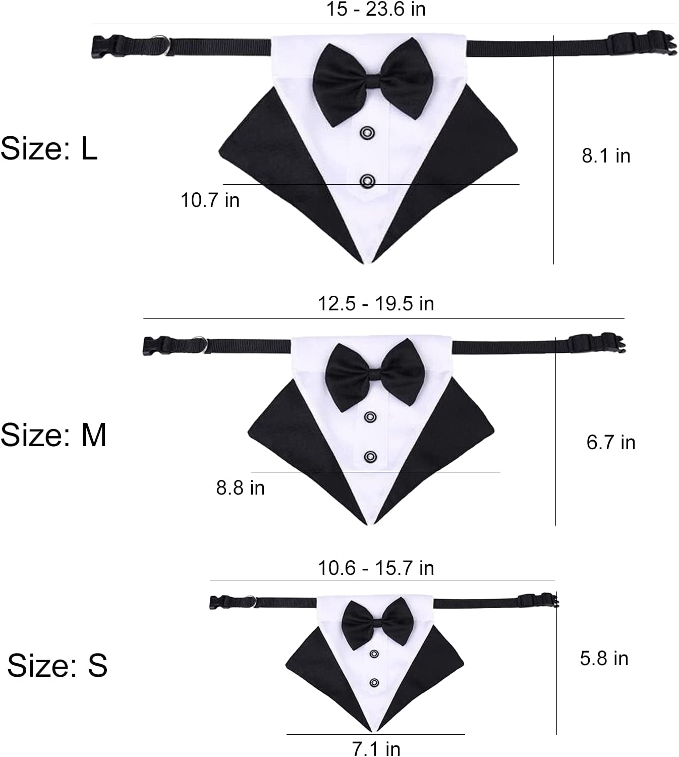 Formal Dog Tuxedo Bandana Dog Wedding Bandana Collar Dog Collar with Bow Tie Adjustable Dog Bowtie Collar Bandana for Small Medium Large Dog Pet (Balck, L) Animals & Pet Supplies > Pet Supplies > Dog Supplies > Dog Apparel ISMARTEN   