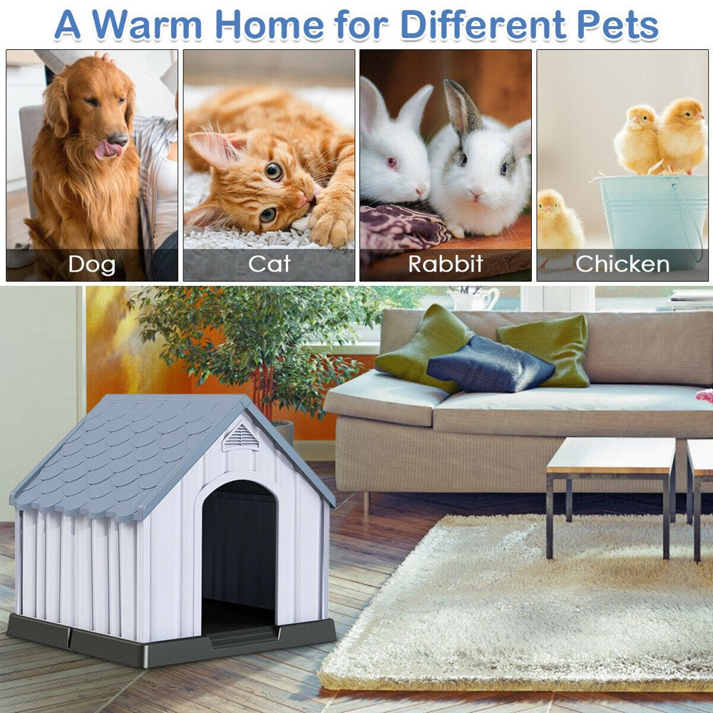 Gymax Plastic Dog House Medium-Sized Pet Puppy Shelter Waterproof Ventilate Grey Animals & Pet Supplies > Pet Supplies > Dog Supplies > Dog Houses Gymax   