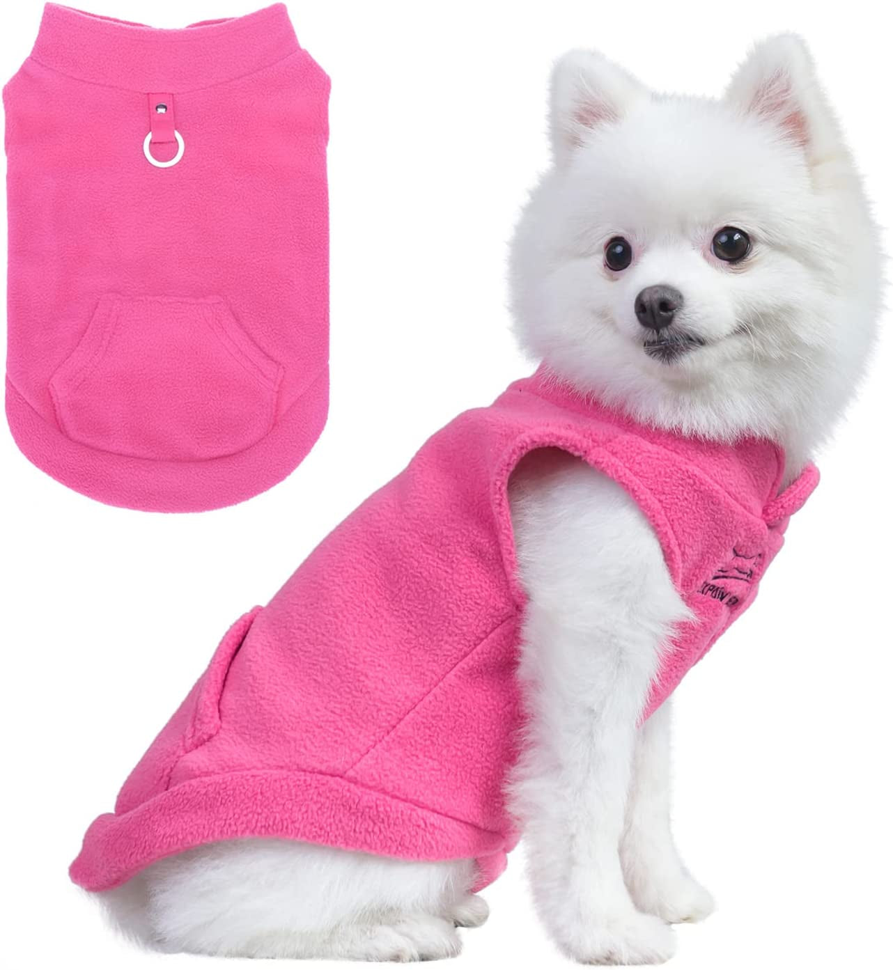 EXPAWLORER Polar Fleece Vest Dog Clothes - Fall Dog Sweater Pet Clothing, Warm Soft Pullover Sleeveless Dog Jacket with Small Pocket, Cold Winter Coat for Small Medium Large Dogs (Red, M) Animals & Pet Supplies > Pet Supplies > Dog Supplies > Dog Apparel HAOBO Hot Pink X-Large 