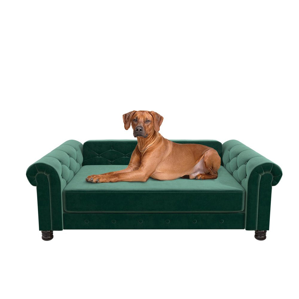 Ollie & Hutch Felix Pet Sofa, Large Size Pet Bed for Dog or Cat, Green Velvet Animals & Pet Supplies > Pet Supplies > Cat Supplies > Cat Beds Dorel Home Products   