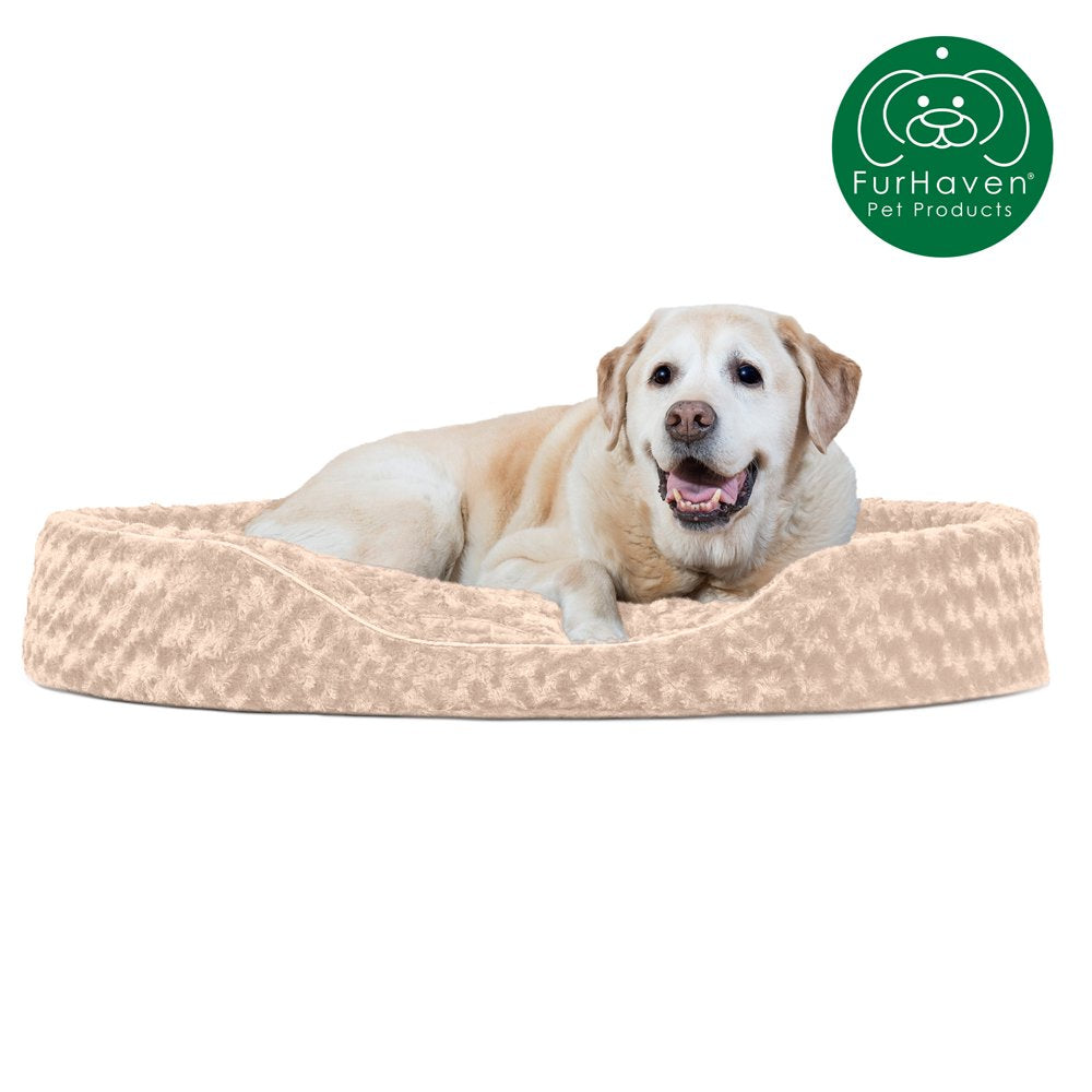 Furhaven | Oval Ultra Plush Pet Bed for Dogs & Cats, Strawberry, Medium Animals & Pet Supplies > Pet Supplies > Cat Supplies > Cat Beds FurHaven Pet Jumbo Cream 