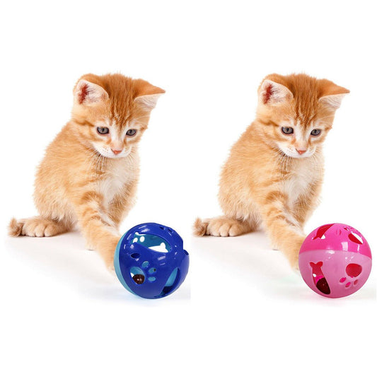 Pets First Large Size Cat Ball with Bell Toy for Cats Kittens and Other Animals - Large Size for Extra Fun, Rings as It Moves - Pink