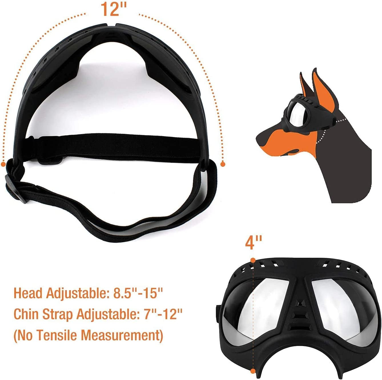 PETLESO Dog Goggles Medium Large Breed, UV Protection Dog Sunglasses Dog Eye Protection for Outdoor Driving Skiing, Black Animals & Pet Supplies > Pet Supplies > Dog Supplies > Dog Apparel PETLESO   