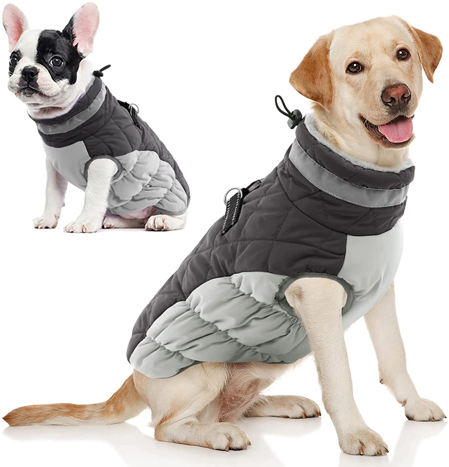 AOFITEE Winter Dog Coat Warm Fleece Dog Jacket for Cold Weather, Reflective Zip up Puppy Dog Snowproof Vest with Leash Ring, Outdoor Pet Sweater Snowsuit Apparel for Small Medium Large Dogs, Pink S Animals & Pet Supplies > Pet Supplies > Dog Supplies > Dog Apparel AOFITEE Grey Large 