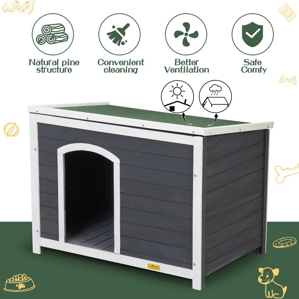 Coziwow Dog House Outdoor Flip-Top Wooden with Asphalt Roof, Gray Animals & Pet Supplies > Pet Supplies > Dog Supplies > Dog Houses Coziwow   