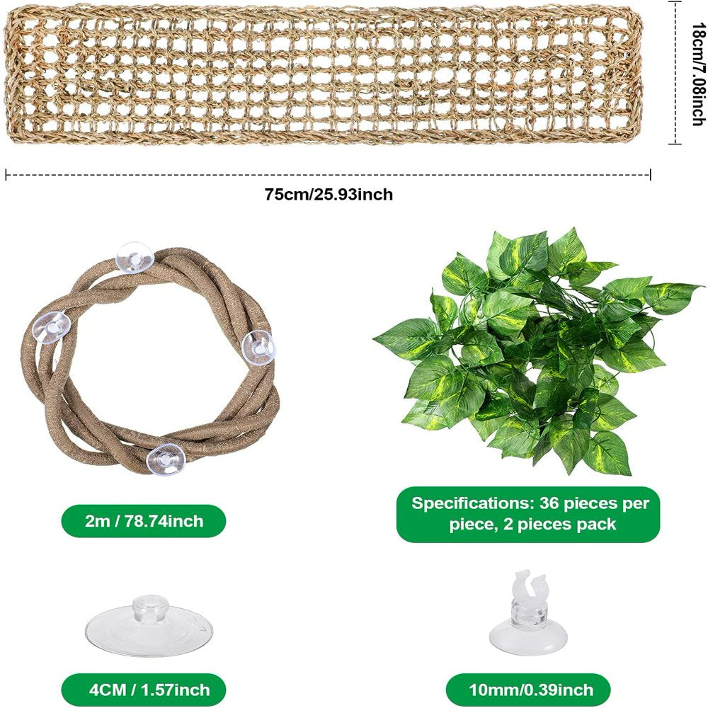 Reptile Lizard Habitat Accessories Include 29.52 X 7.08 Inch Lizard Hammock, Jungle Climber Vines Flexible Leaves Habitat Reptile Decor with Suction Cups for Bearded Dragons Iguanas and Other Reptil Animals & Pet Supplies > Pet Supplies > Reptile & Amphibian Supplies > Reptile & Amphibian Habitat Accessories ASD Lighting   