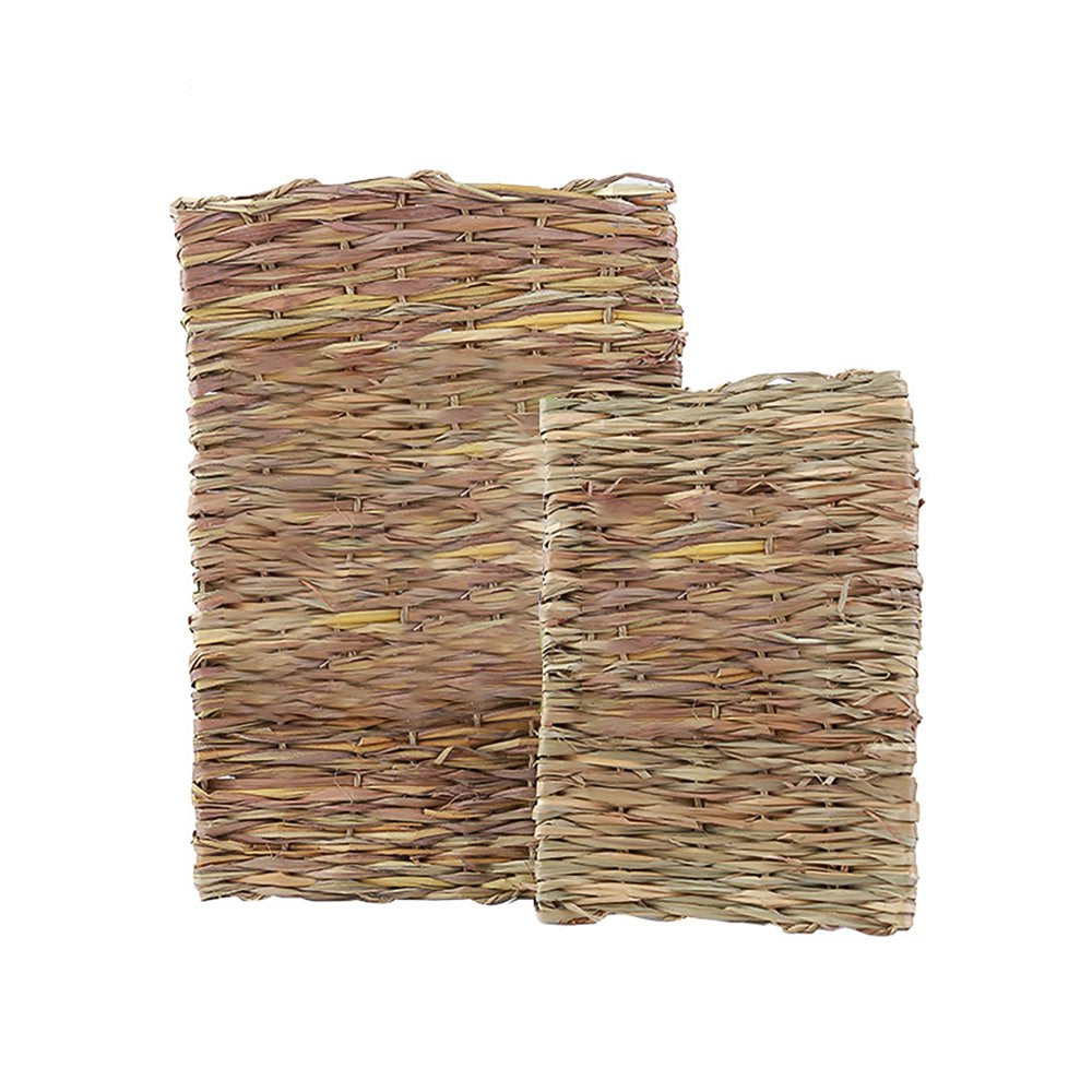 Hay Mat Animal Chewing Toy Bed Natural Woven Grass Mats Multifunctional Comfortable Safe Bunny Bedding Nest for Guinea Pig Parrot Rabbit