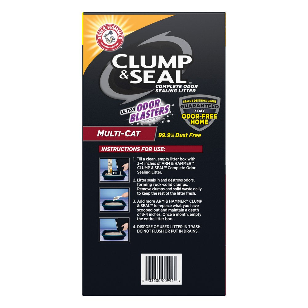 Arm & Hammer Clump & Seal Multi-Cat Complete Odor Sealing Clumping Cat Litter, 38Lb Animals & Pet Supplies > Pet Supplies > Cat Supplies > Cat Litter Church & Dwight Co., Inc.   