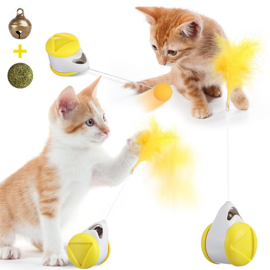 Focuspet Automatic Ball Cat Toy with Feathe Interactive Intelligent Ball Cat Toys Brain Teaser Pet Balls Electric for Cat/Kitty Animals & Pet Supplies > Pet Supplies > Cat Supplies > Cat Toys SINGES 1PCS Yellow White 