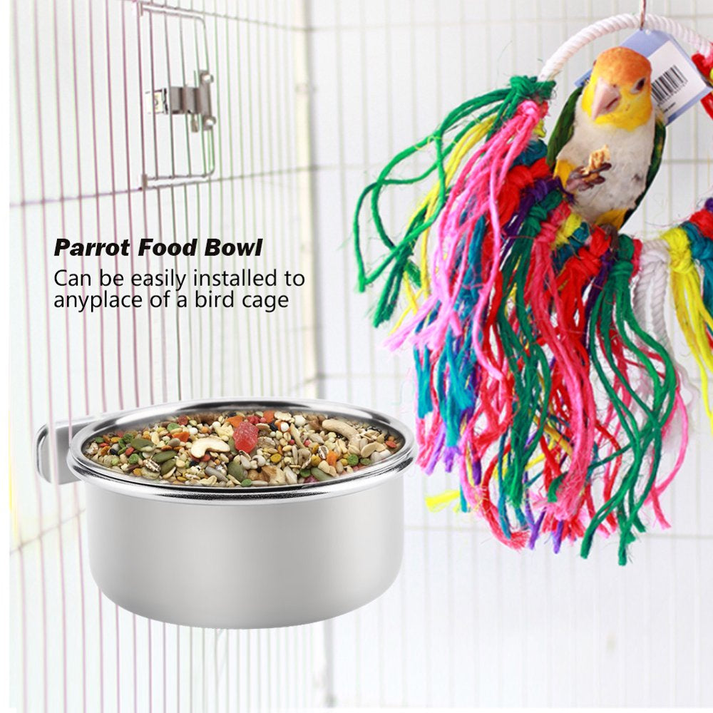 LYUMO Stainless Steel Food Water Feeding Bowl Parrot Parakeet Feeder Bird Cage Accessory, Parrot Food Bowl,Bird Cage Feeder Animals & Pet Supplies > Pet Supplies > Bird Supplies > Bird Cage Accessories Fyydes   