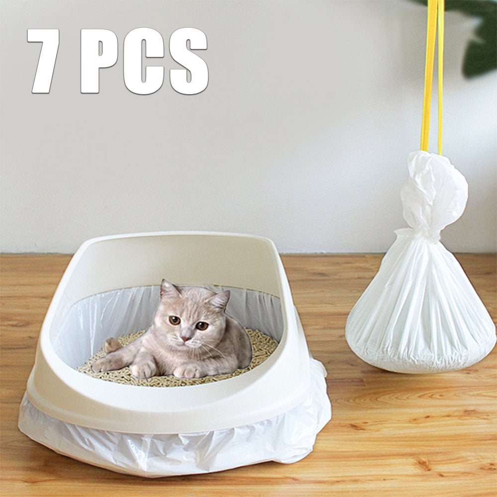 Visland 7PCS Cat Litter Box Liners, Durable Reusable Drawstring Handle Design Kitty Litter Pan Bags Cat Waste Litter Bags Pet Cat Supplies Animals & Pet Supplies > Pet Supplies > Cat Supplies > Cat Litter Box Liners Visland S  