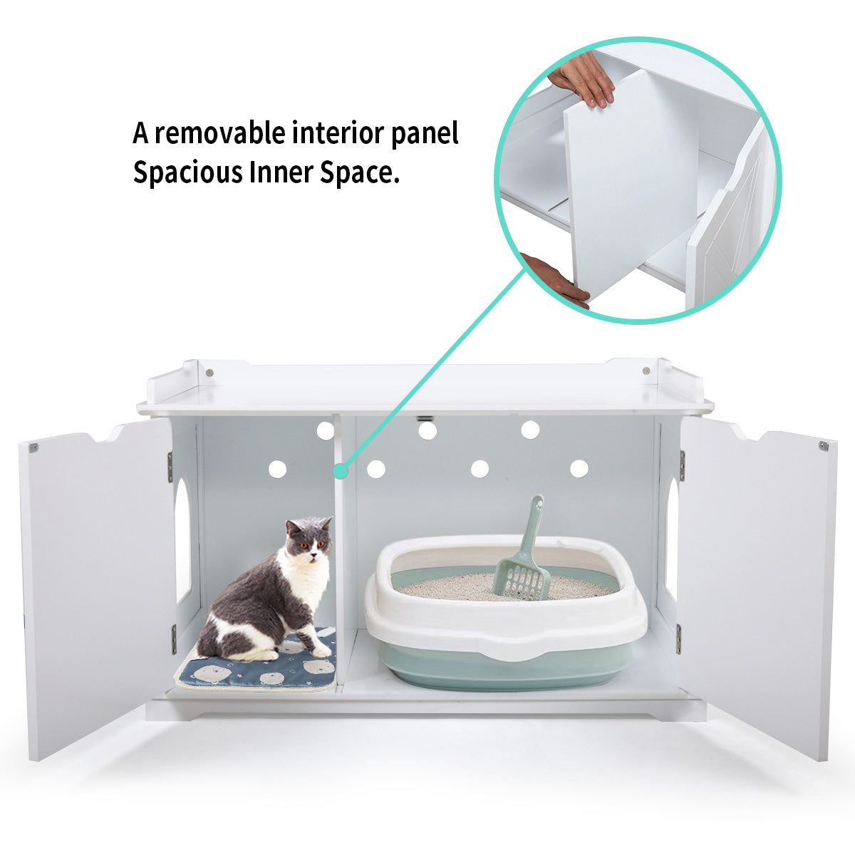 Cfowner Cat Washroom Storage Bench Wooden Litter Box Furniture Animals & Pet Supplies > Pet Supplies > Cat Supplies > Cat Furniture Cfowner   