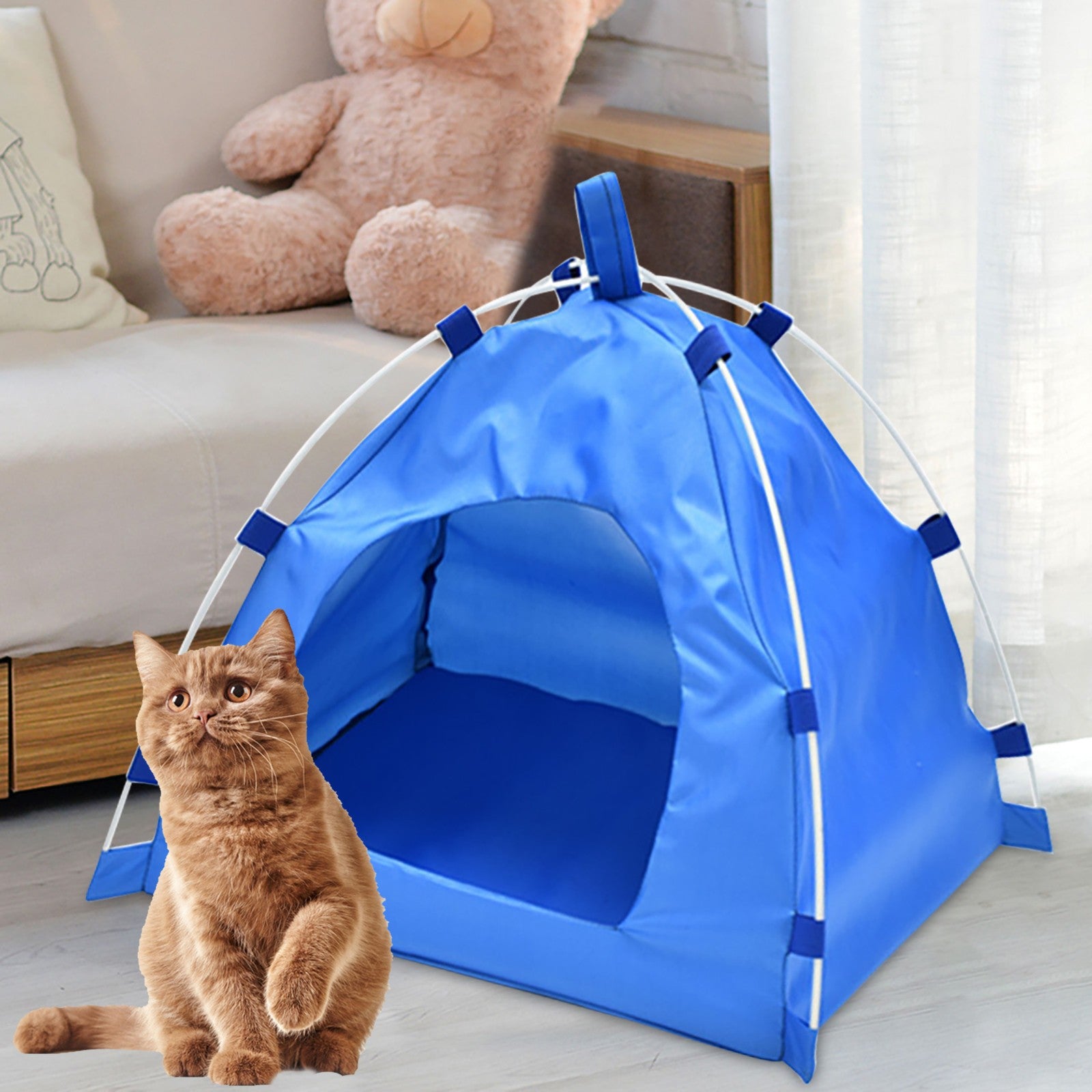 Breathable Washable Pet Puppy Kennel Dog Cat Folding Indoor Outdoor House Bed Animals & Pet Supplies > Pet Supplies > Dog Supplies > Dog Houses Follure Clothing Blue  