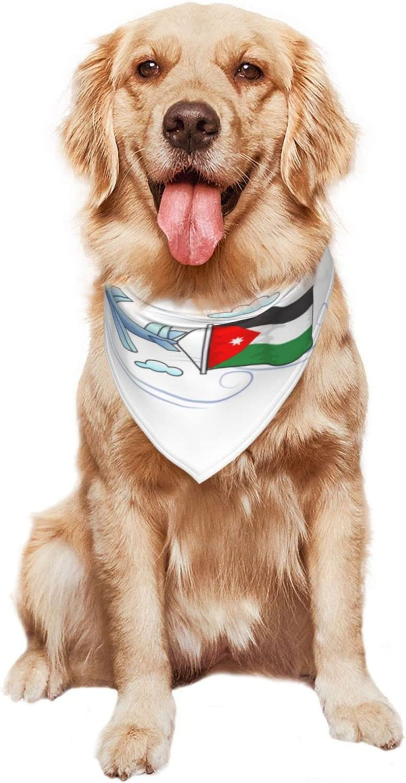 Airplane with Flag Jordan Pet Dog and Cat Decorative Triangle Scarf,Dog Bandana,Breathable and Stain Resistant. Animals & Pet Supplies > Pet Supplies > Dog Supplies > Dog Apparel ZALTAS   