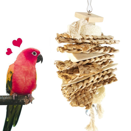 D-GROEE Bird Toys Foraging Shredding Loofah Cuttlebone Grass Natural Chew Parrot Cockatoo Cockatiel Quaker Animals & Pet Supplies > Pet Supplies > Bird Supplies > Bird Toys D-GROEE   