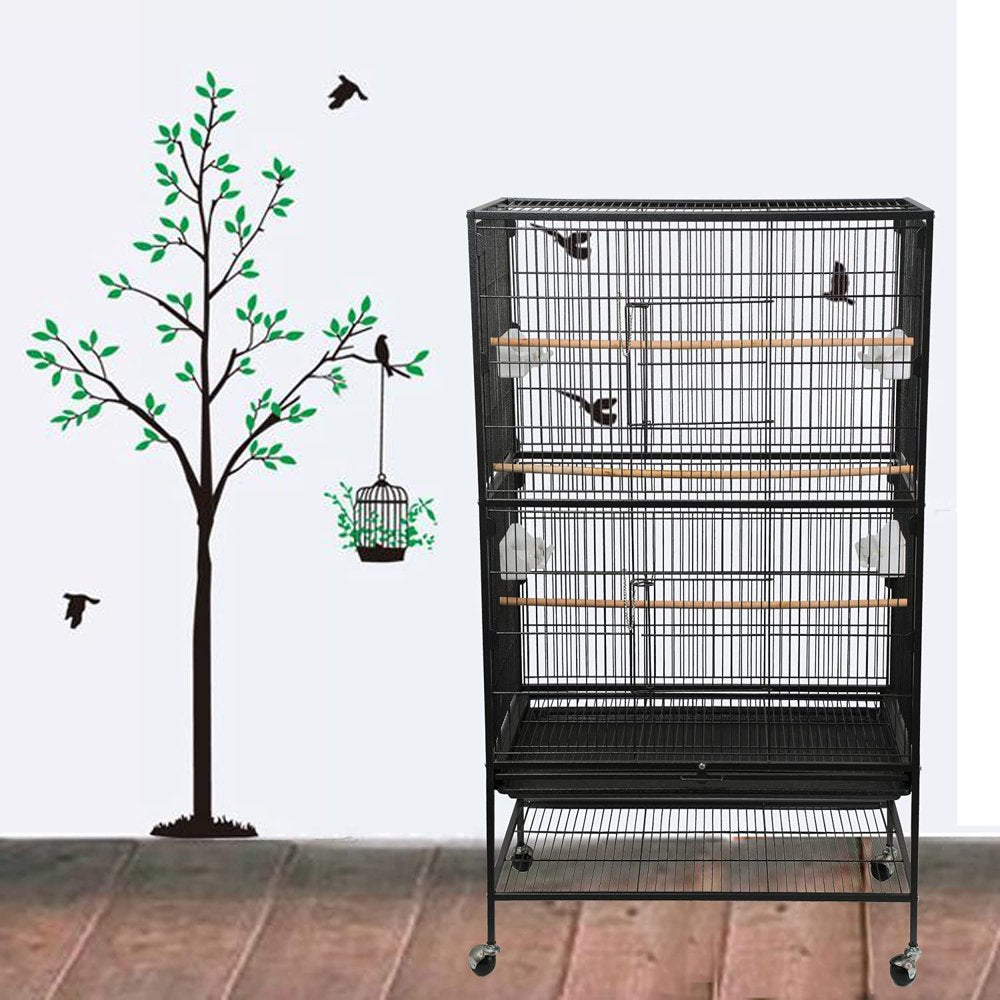 ENKERN Standing Wrought Iron Large Bird Cage for Parrot Lovebirds Finch Canary ,With Rolling Stand Animals & Pet Supplies > Pet Supplies > Bird Supplies > Bird Cages & Stands ENKERN   