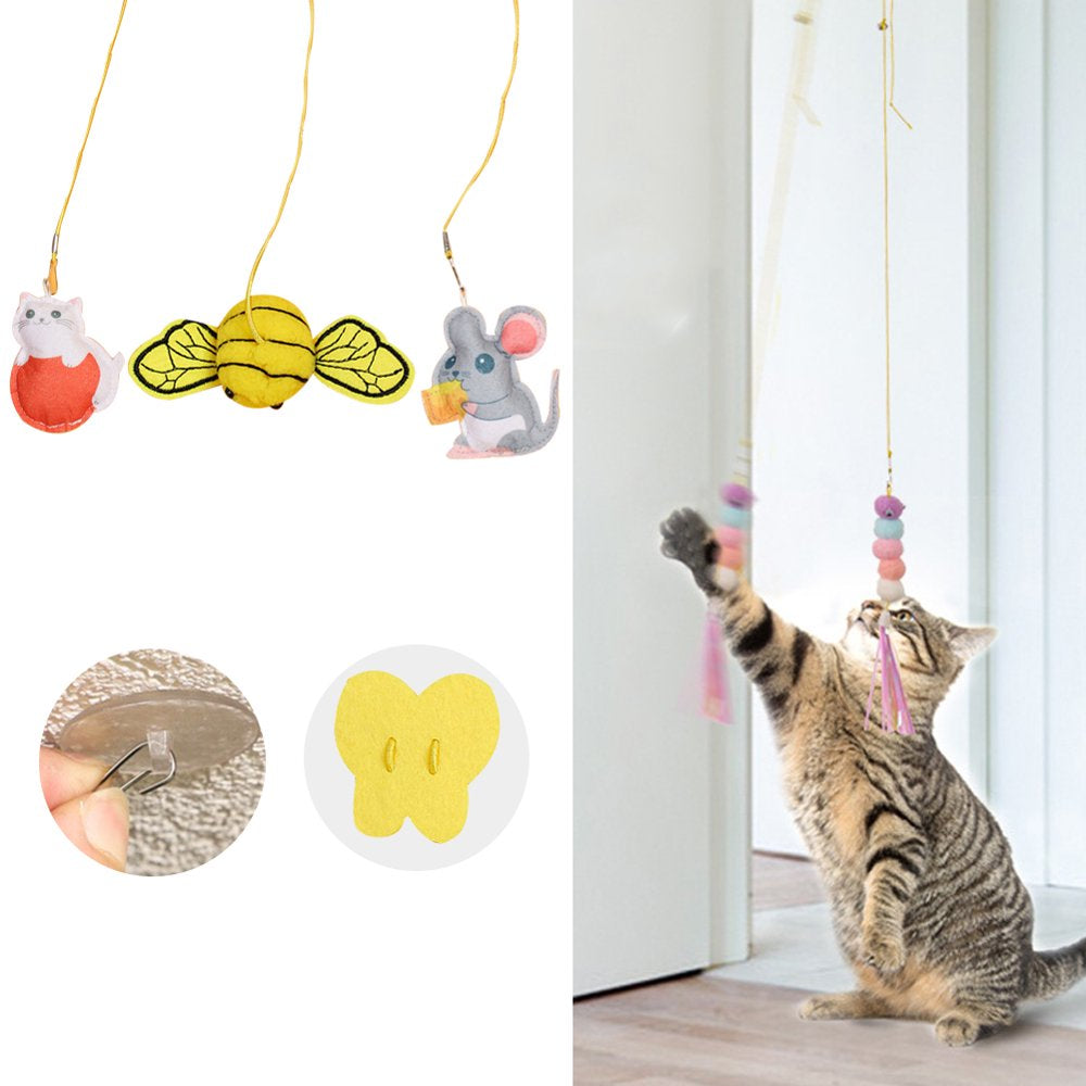 Feelers Cat Feather Toys, Interactive Hanging Cat Toy for Indoor Cats, Caterpillar & Felt Kitten, 2 PCS Animals & Pet Supplies > Pet Supplies > Cat Supplies > Cat Toys Feelers Type E(3PCS)  
