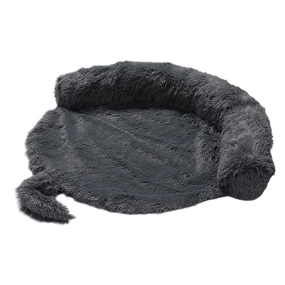 Ankishi Plush Cat Dog Bed, Soft Comfortable Pet Plush Cushion Mats, Sleeping Warming Sofa Beds for Pets, Washable Kennel with Anti-Slip Bottom for Cats Puppy Small Animals Reliable Animals & Pet Supplies > Pet Supplies > Dog Supplies > Dog Kennels & Runs Ankishi H: Dark gray round detachable 102*90*20cm  