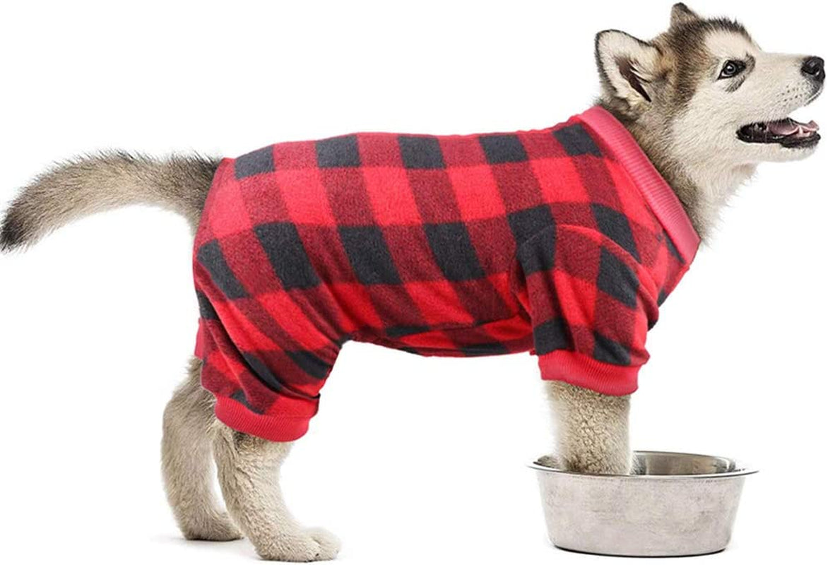 Red Plaid Dog Pajamas Soft Flannel Pjs for Dog Pet Clothes Warm and Cozy (S) Animals & Pet Supplies > Pet Supplies > Dog Supplies > Dog Apparel Mtliepte Large  