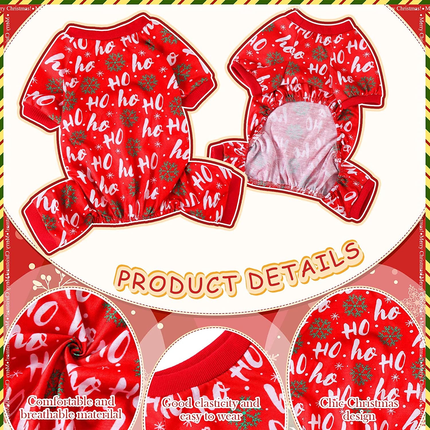 Xuniea 6 Pieces Christmas Dog Pajamas Christmas Jumpsuit Santa Snowman Christmas Tree Pet Pajamas Holiday Clothes Dog Puppy Christmas Style for Pet Puppy Dog Cat Christmas Decoration (Large) Animals & Pet Supplies > Pet Supplies > Dog Supplies > Dog Apparel Xuniea   