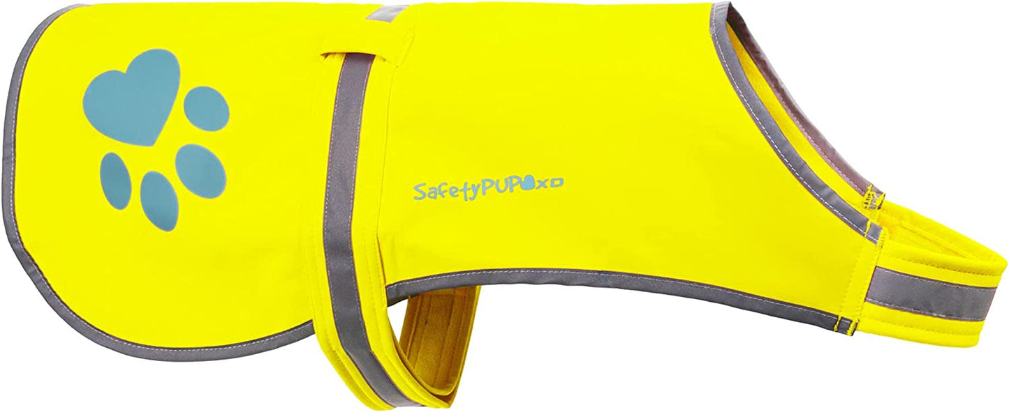 Safetypup XD Soft-Shell Waterproof Dog Vest. Hi Visibility, Reflective Jacket with Light Fleece Lining. Ideal in Cooler Climates. Blaze Orange Fabric Protects Your PUP near Hunting Grounds & off Leash Animals & Pet Supplies > Pet Supplies > Dog Supplies > Dog Apparel SafetyPUP XD Yellow Large 