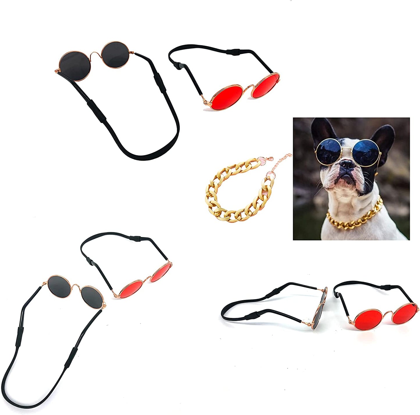 Cool Pet Glasses Kitten Sunglasses Pet Art Photography Glasses Accessories Cute Glasses Cosplay Costume Photos Props Random Color (6 Pieces Mixed Color) Animals & Pet Supplies > Pet Supplies > Dog Supplies > Dog Apparel Juvbarxy 6 Pieces Dog sunglass 5.3inch  