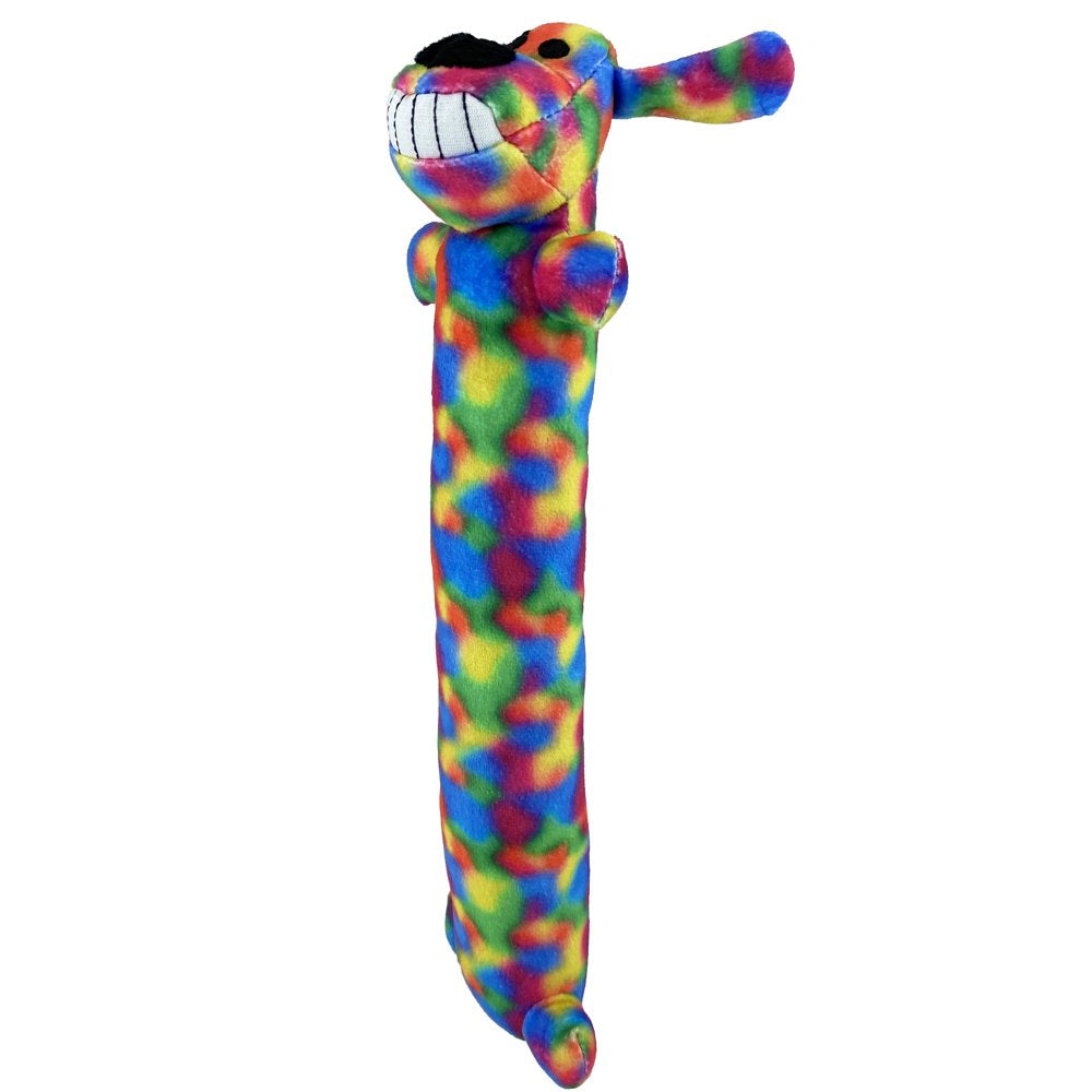 Multipet Smiling Loofa Dog Toy, Medium Shaker and Toss Toy, Tie Dye Pattern with Squeaker Inside, Size 12 Inches
