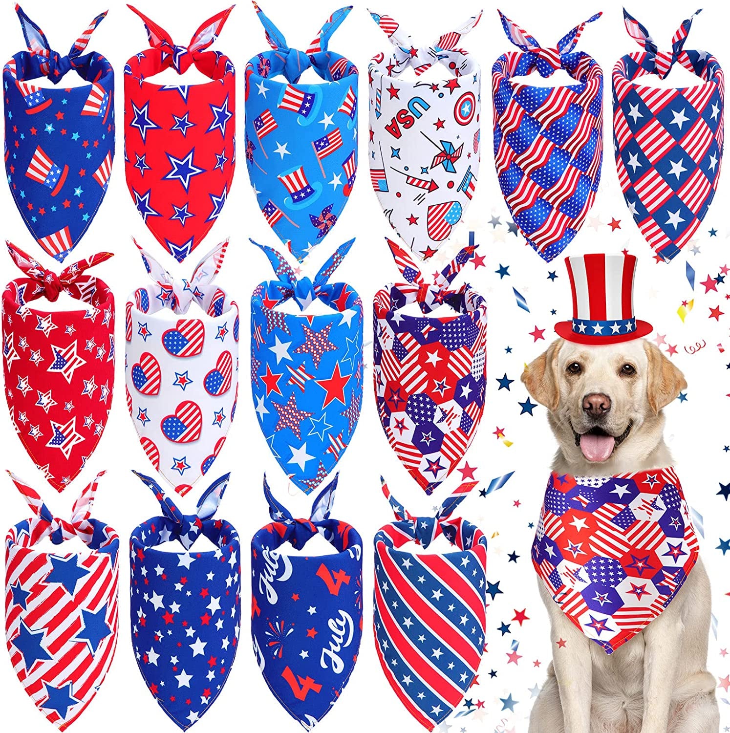 14 Pieces American Flag Dog Bandanas USA Flag 4Th of July Dog Bandana Patriotic Dog Bandana Independence Day Bibs Triangle Dog Scarf Kerchief Set for Medium Large Dogs Cats Pets (Flag Pattern) Animals & Pet Supplies > Pet Supplies > Dog Supplies > Dog Apparel Weewooday   