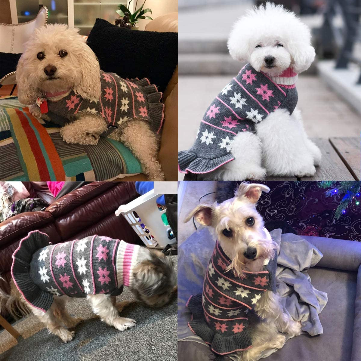 Dog Sweater, Dog Dresses for Small Dogs Turtleneck Polka Cat Sweaters Knitwear Fall Winter Coat Warm Cute Dog Clothes Sweatshirt Girl Boy Pet Sweater for Small Dog Cat Puppy Animals & Pet Supplies > Pet Supplies > Dog Supplies > Dog Apparel Bwealth   