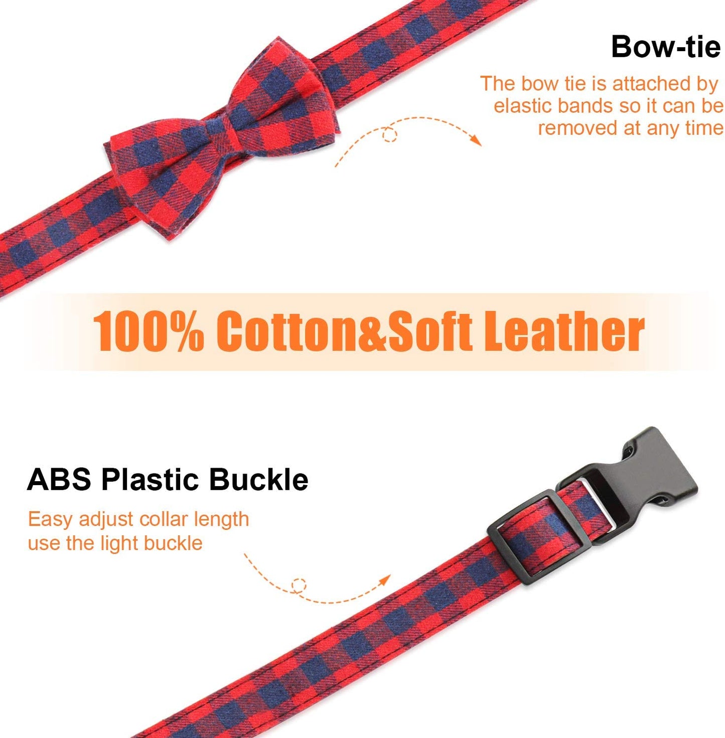 Dog Bow Tie Collar, Funow Plaid Bow Tie Dog Collar Unique Buckle Soft Comfortable, Adjustable Comfy Bowtie for Small Medium Large Dogs Cats Pets Durable Cotton Best Gift Cute Bowtie Detachable S Red Animals & Pet Supplies > Pet Supplies > Dog Supplies > Dog Apparel Funow   