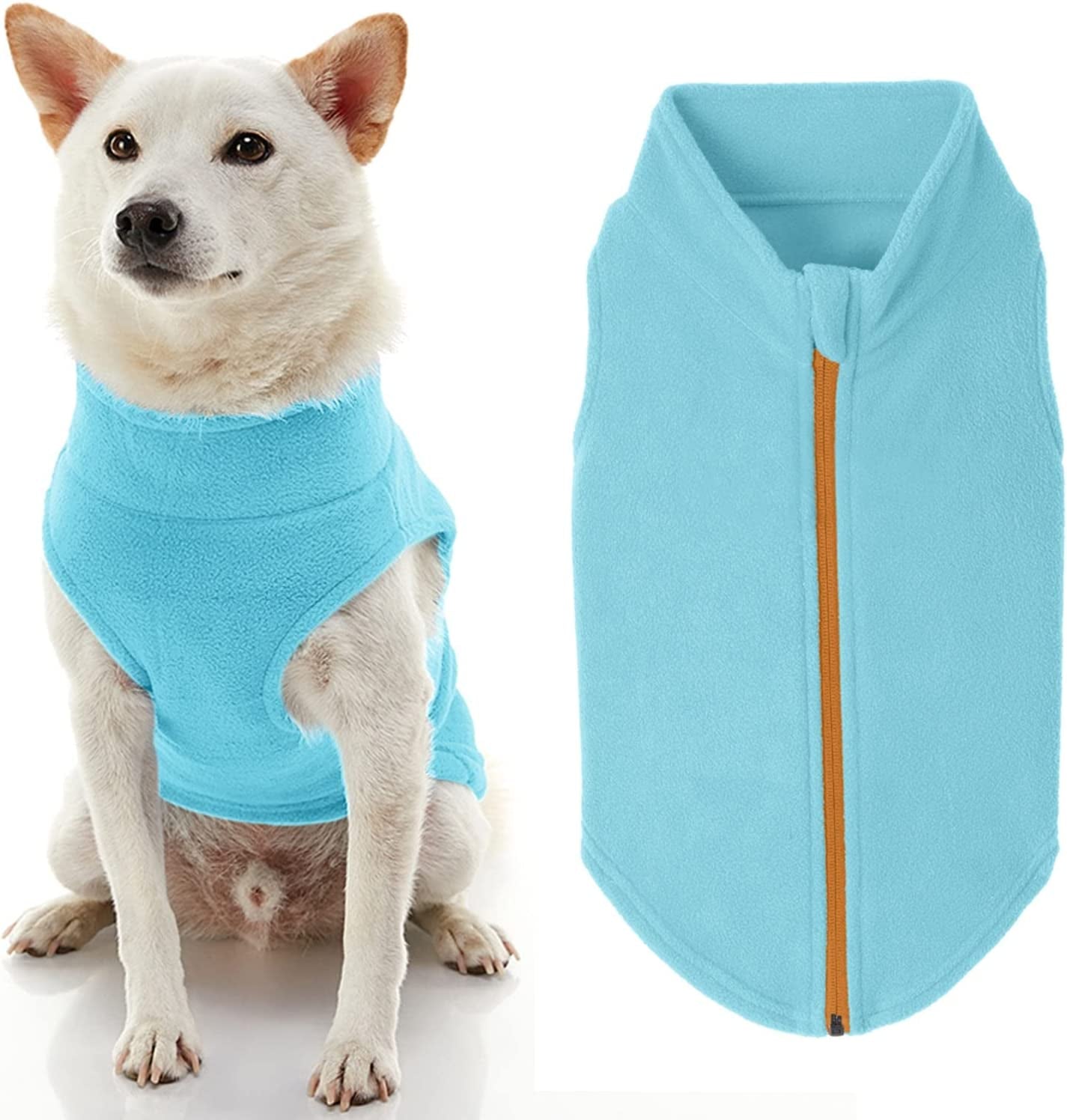 Gooby Zip up Fleece Dog Sweater - Blue, Medium - Warm Pullover Fleece Step-In Dog Jacket with Dual D Ring Leash - Winter Small Dog Sweater - Dog Clothes for Small Dogs Boy and Medium Dogs Animals & Pet Supplies > Pet Supplies > Dog Supplies > Dog Apparel Inafiction USA Turquoise 2X-Large chest (~25.5") 