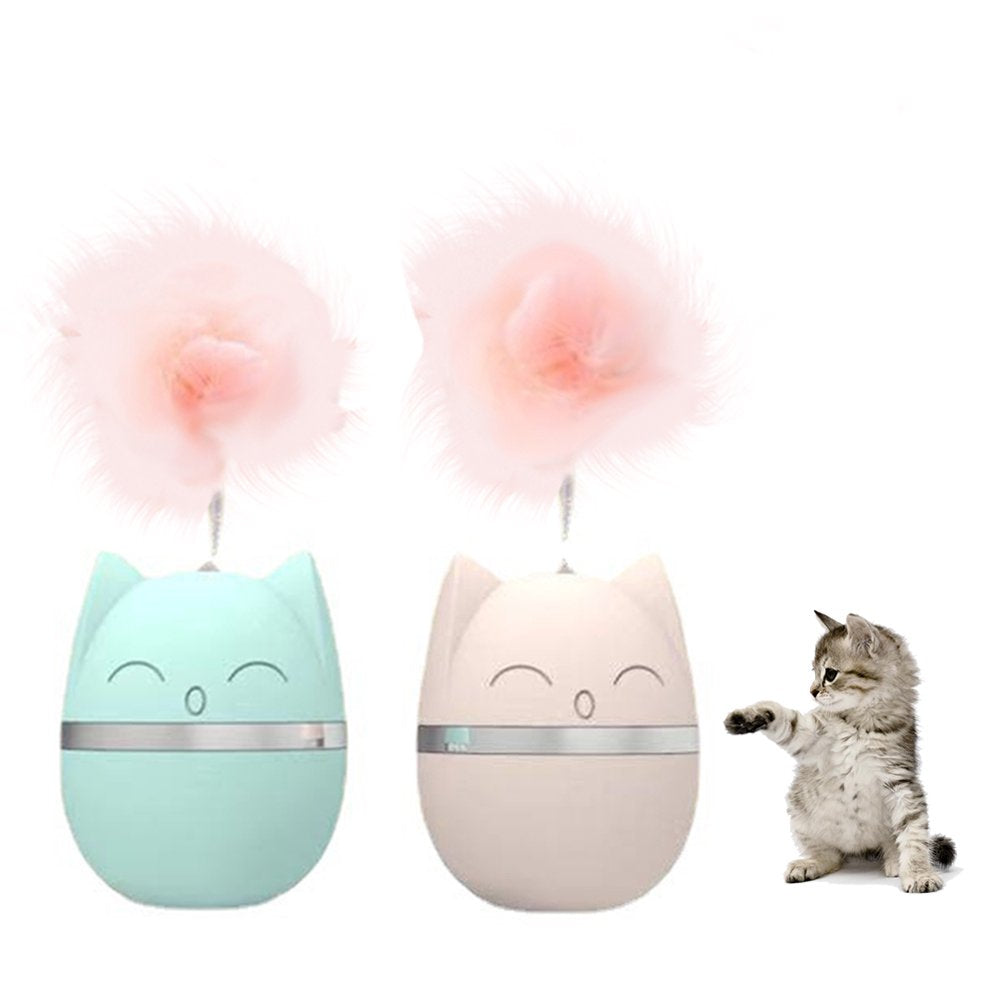 Feelers Cat Toy Tumbler, Feather Cat Toy for Cat Kitten Indoor Exercise, Cat Interactive Ball Toys, Pink,1 PCS Animals & Pet Supplies > Pet Supplies > Cat Supplies > Cat Toys Feelers Pink & Blue-green  