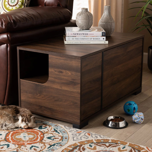 Baxton Studio Connor Modern and Contemporary Walnut Brown Finished 2-Door Cat Litter Box Cover House Animals & Pet Supplies > Pet Supplies > Cat Supplies > Cat Furniture Wholesale Interiors   