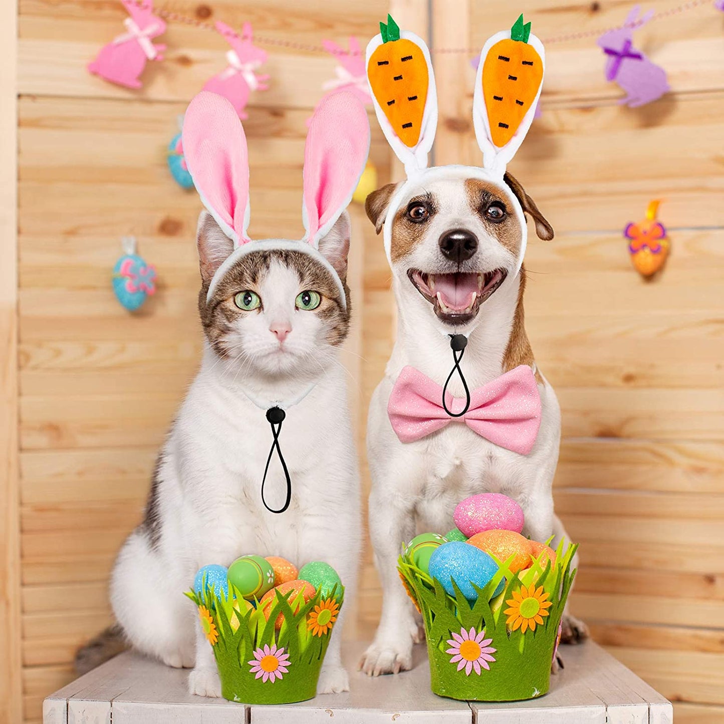 Whaline Easter Dog Headbands Easter Bunny Rabbit Ear Headwear Cute Carrot Hair Band Adjustable Pet Easter Party Costume Accessories for Dog Cat Puppy, 3Pcs Animals & Pet Supplies > Pet Supplies > Dog Supplies > Dog Apparel Whaline   