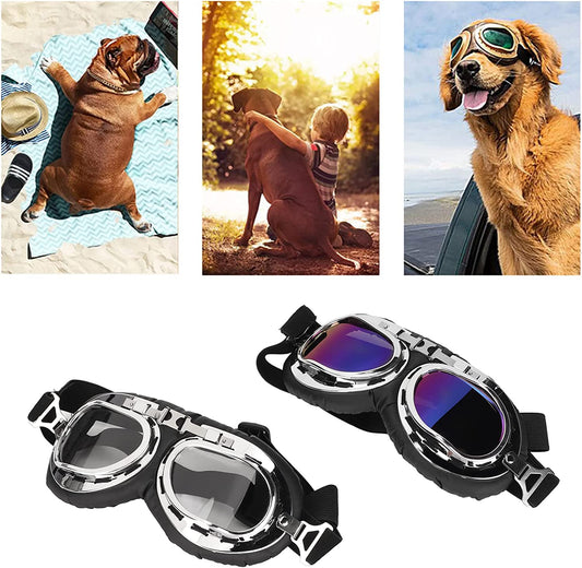 Dog Goggles Dog Eye Protection Sunglasses Adjustable Elastic Straps Pet Glasses with Folding Frame and Elastic Strap for Medium Large Dog(Five Colors) Animals & Pet Supplies > Pet Supplies > Dog Supplies > Dog Apparel Hyuduo Transparent color  