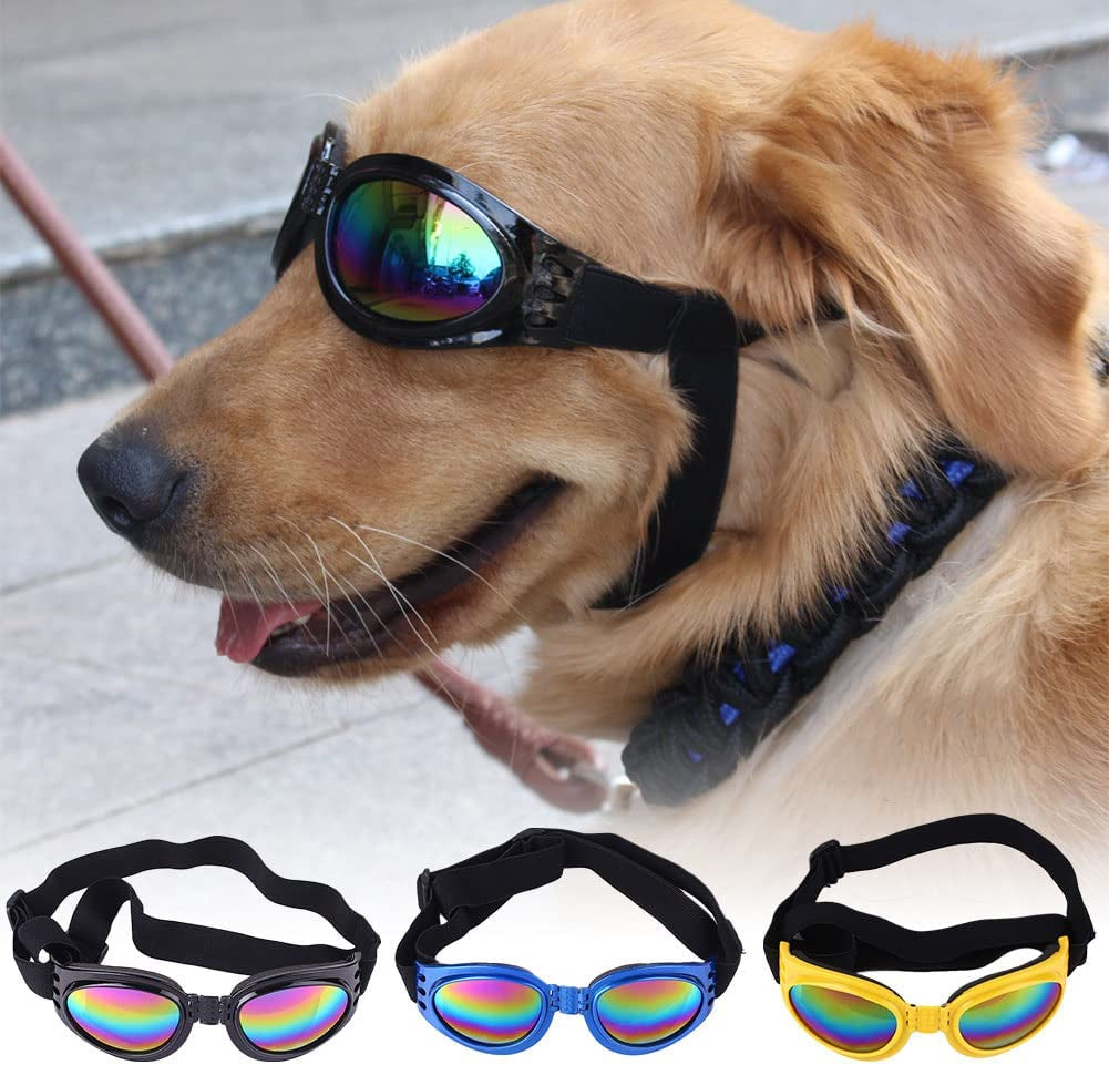 Mekek Pet Dog Sunglasses Summer Windproof Foldable Sunscreen Anti-Uv Goggles Eye Wear UV Protection Doggy Goggles Adjustable Pet Supplies Pink One Size Animals & Pet Supplies > Pet Supplies > Dog Supplies > Dog Apparel Mekek   