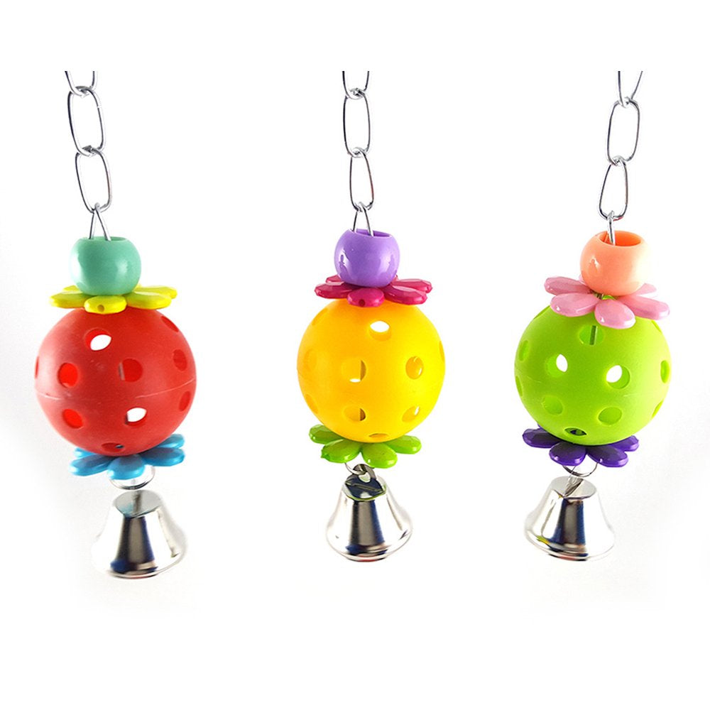 Besufy Parrot Bite Toy,Colorful Pet Bird Bites Toy Parrot Chew Ball Cage Hanging Cockatiel Birds Bell Animals & Pet Supplies > Pet Supplies > Bird Supplies > Bird Toys Besufy   